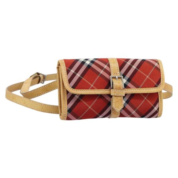 Burberry Nova Check Blue Label Waist Bag Canvas Red - Picture 1 of 16